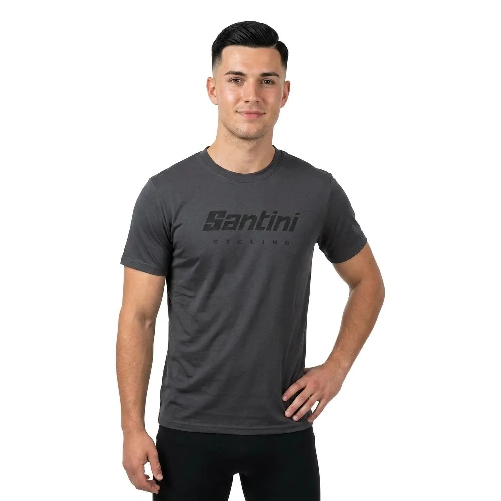 SANTINI Logo 短袖 T T 恤 彈性棉 抗皺