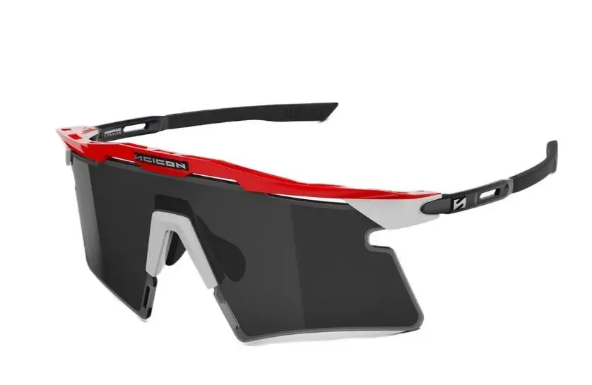 SCICON Aeroshade 2.0 Titanium UAE 車隊限定款，紅白鏡框搭配鏡面黑片